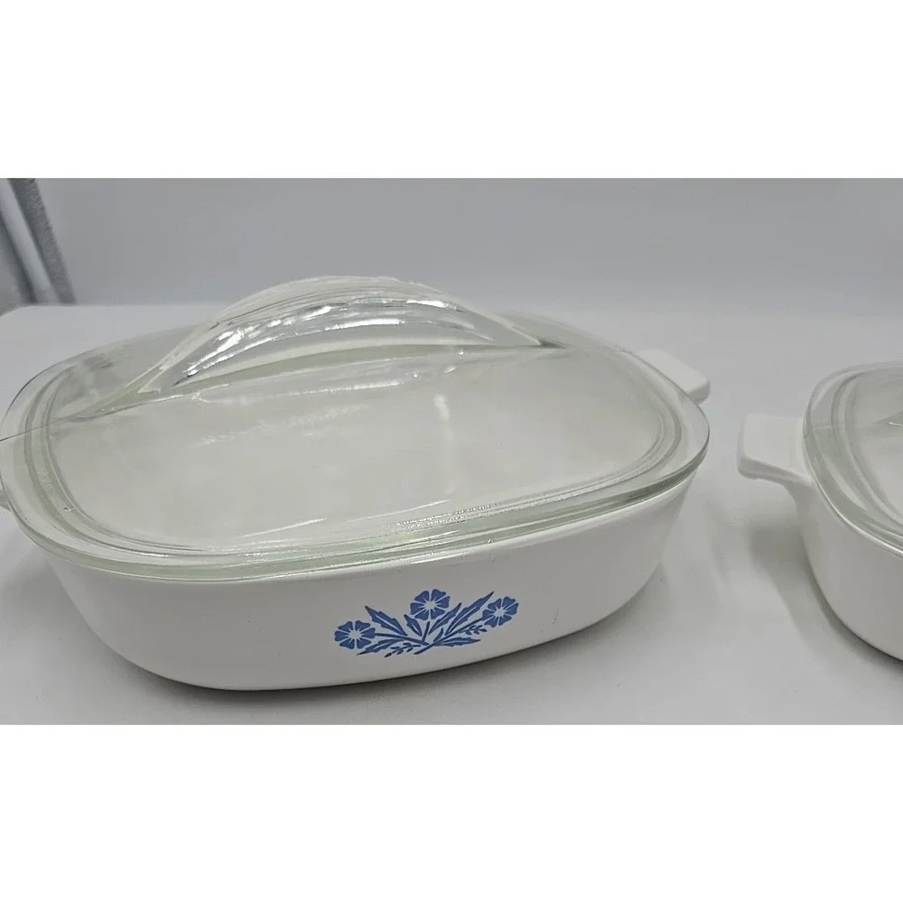 Set of 2 Corning Ware Blue Cornflower Casserole Dishes - A-17 7inch A-4 9 Inch